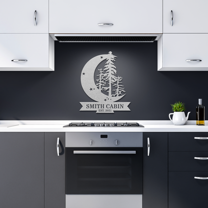 Crescent Moon Custom Monogram Metal Wall Art