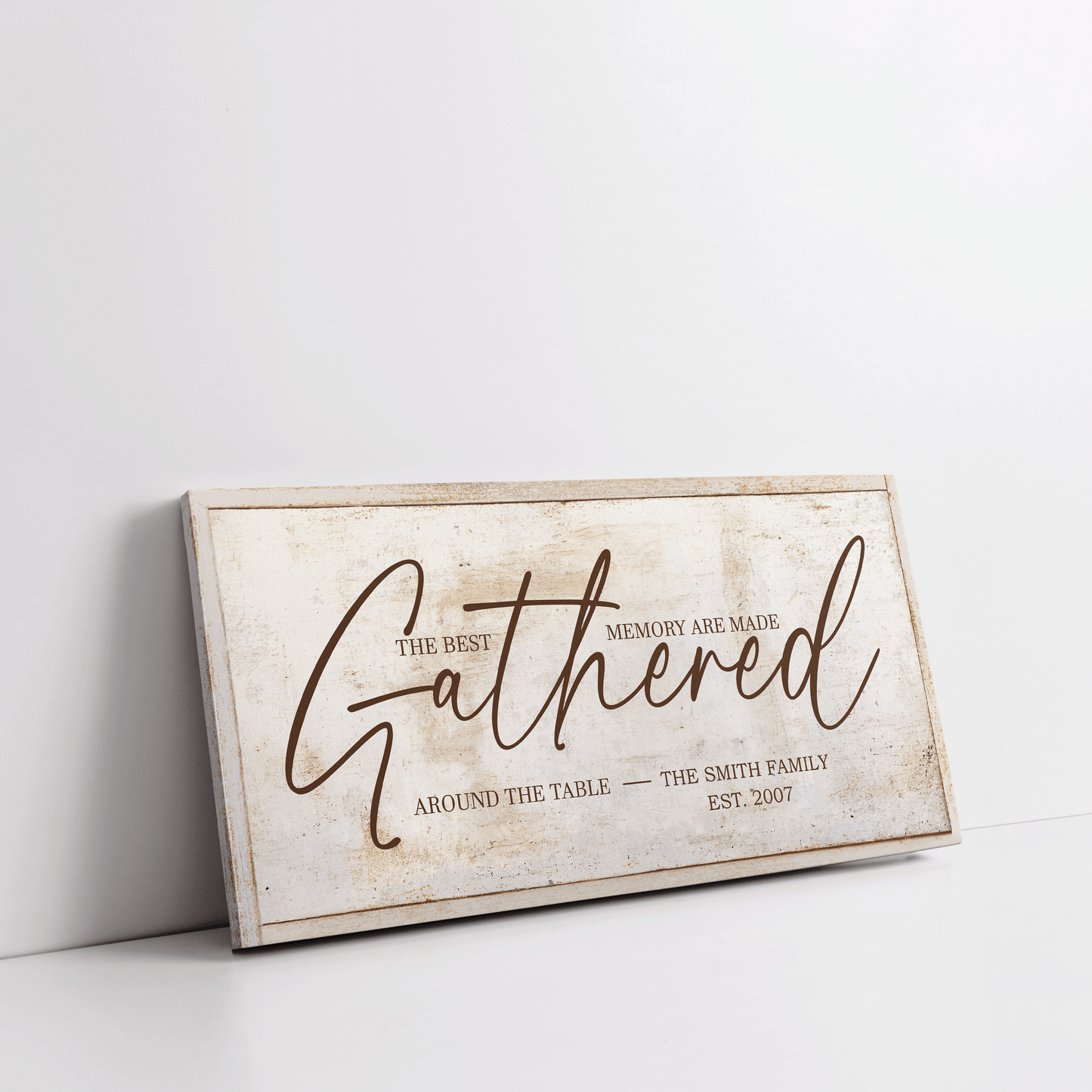 Best Memories Made Gathered Around Table - Tan - Premium Custom Canvas Wall Art