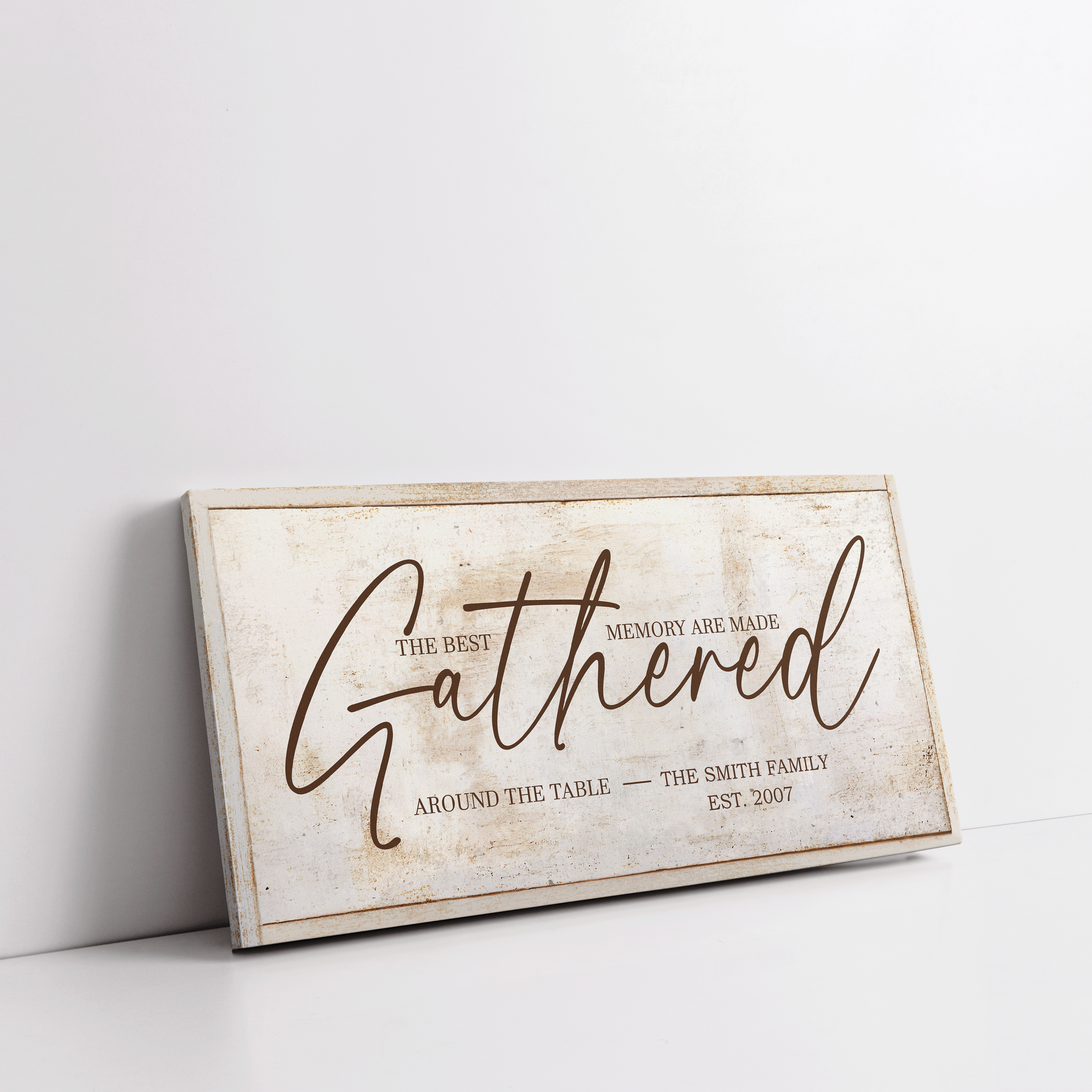 Best Memories Made Gathered Around Table - Tan - Premium Custom Canvas Wall Art