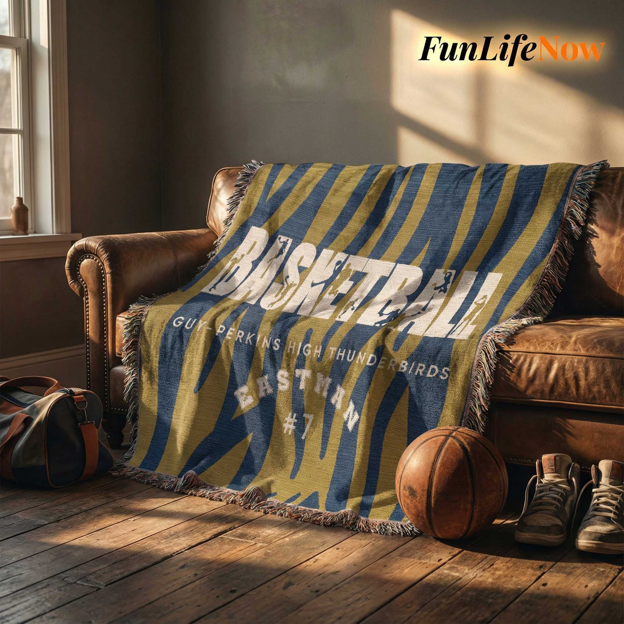 Basketball Personalized Woven Blanket – Custom Basketball Player Gift