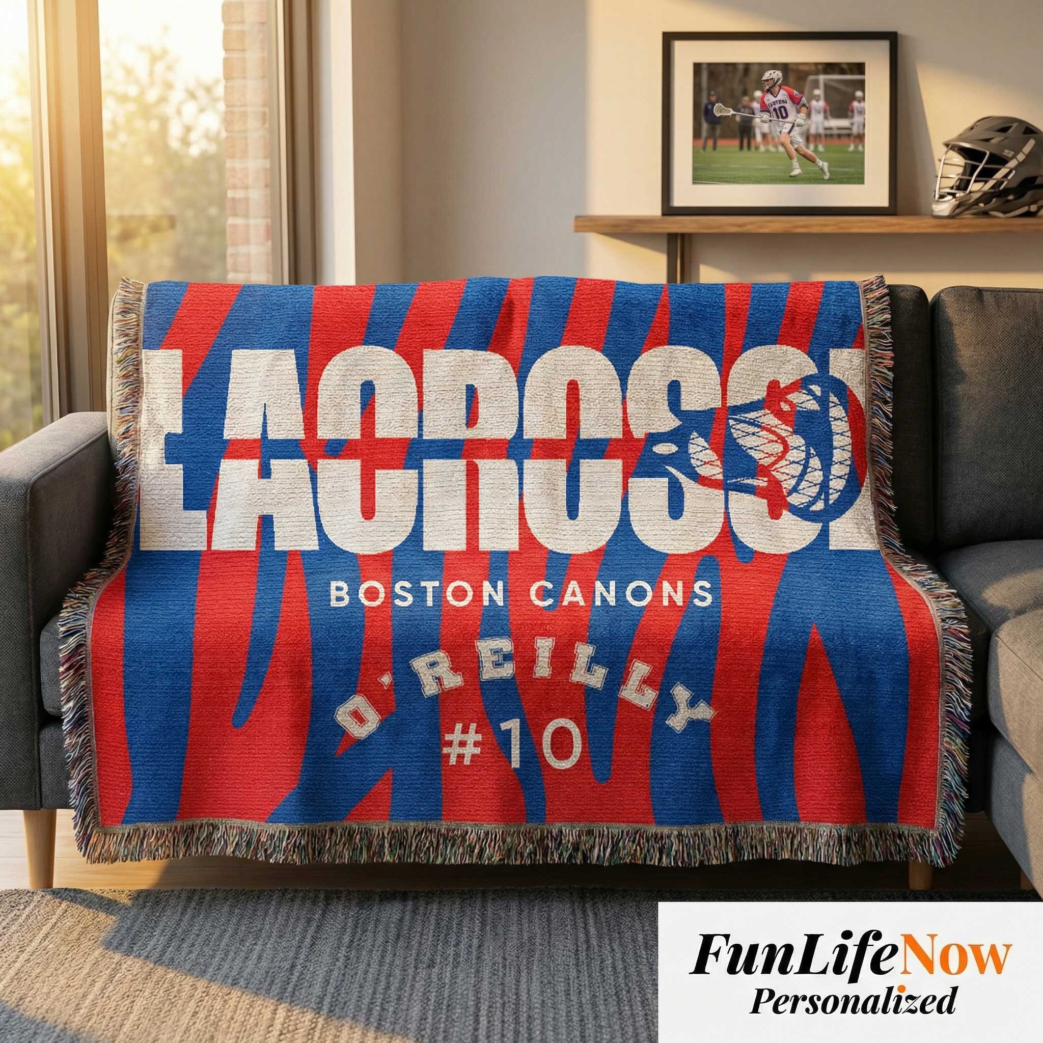 Lacrosse Personalized Woven Blanket Throw – Custom Lacrosse Player Gift