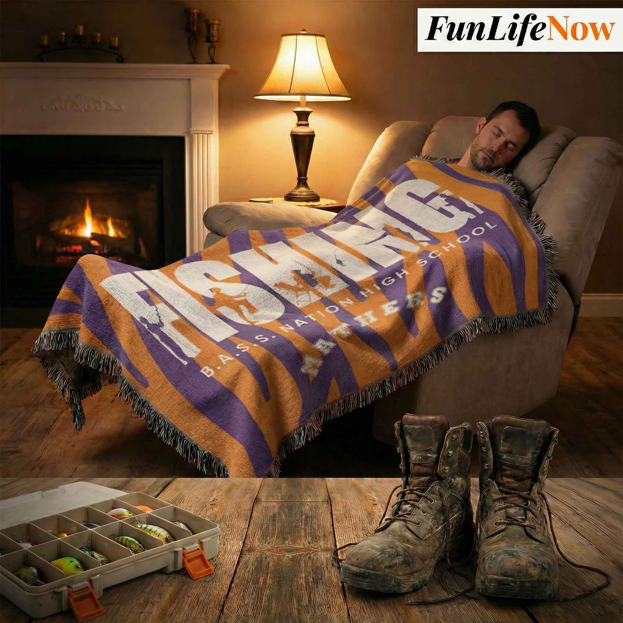 Fishing Personalized Woven Blanket – Custom Fisherman Gift