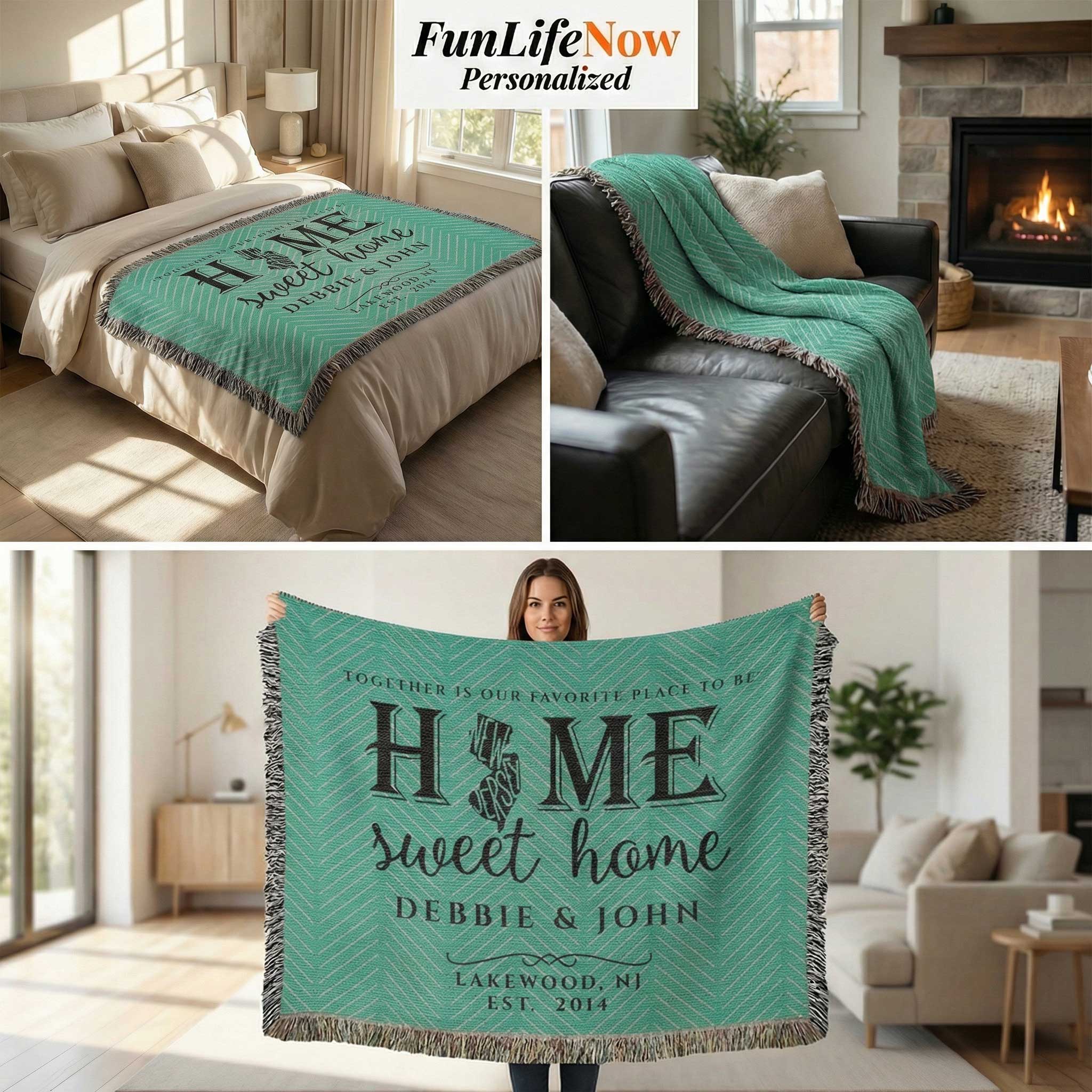 New Jersey Personalized State Blanket – Custom Garden State Home Throw Gift