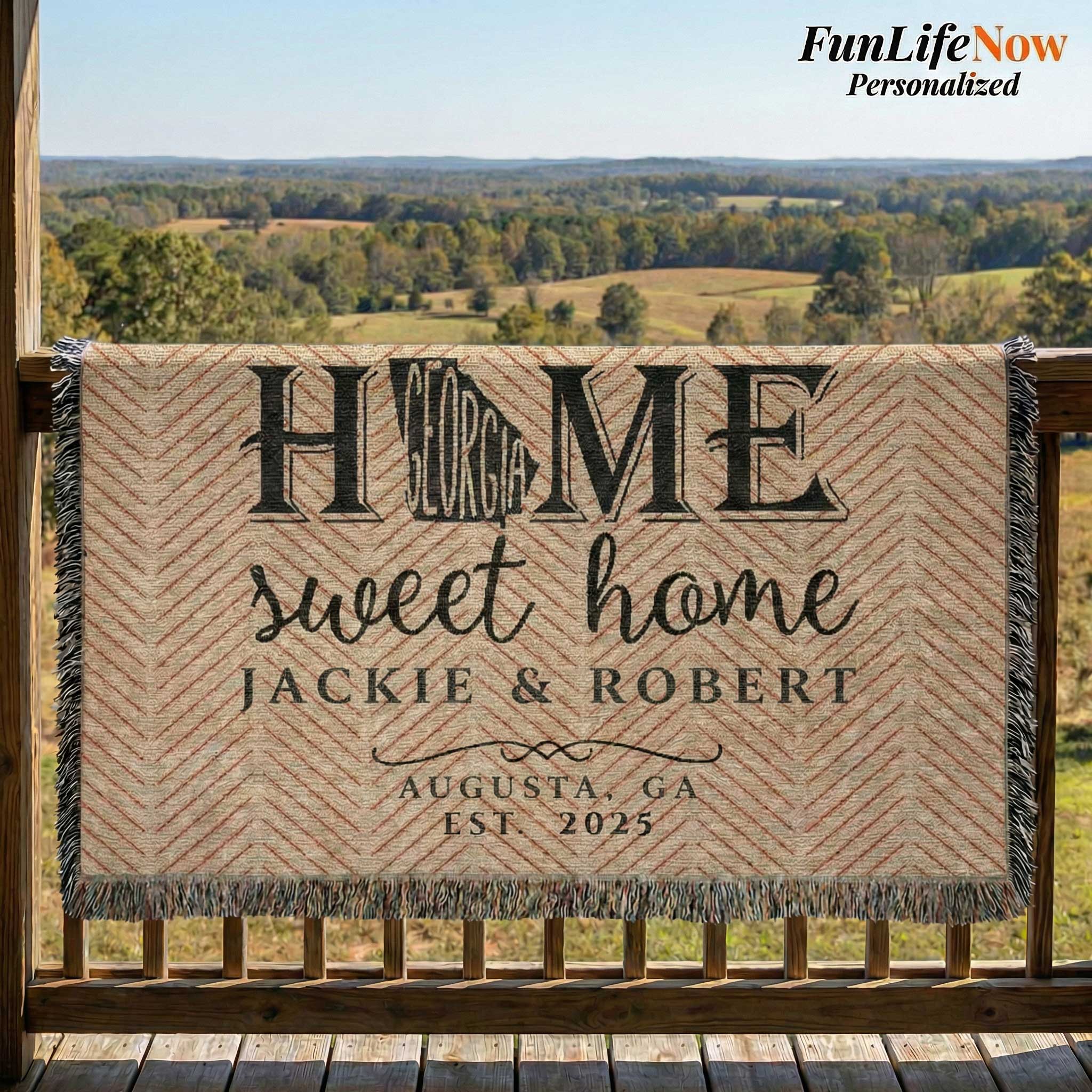 Georgia Personalized State Blanket – Custom Peach State Home Throw Gift