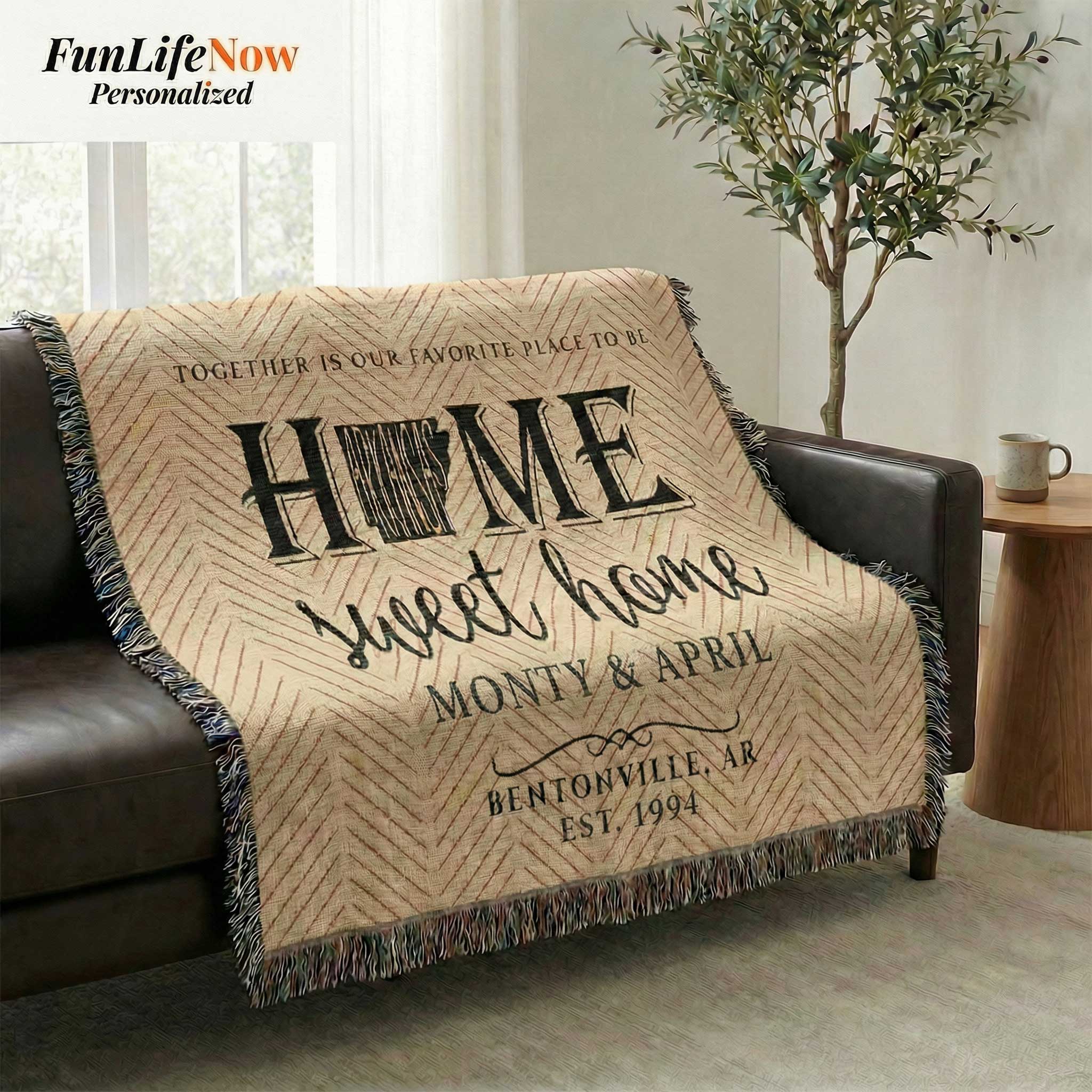personalized Arkansas home sweet home blanket available at Funlifenow.com