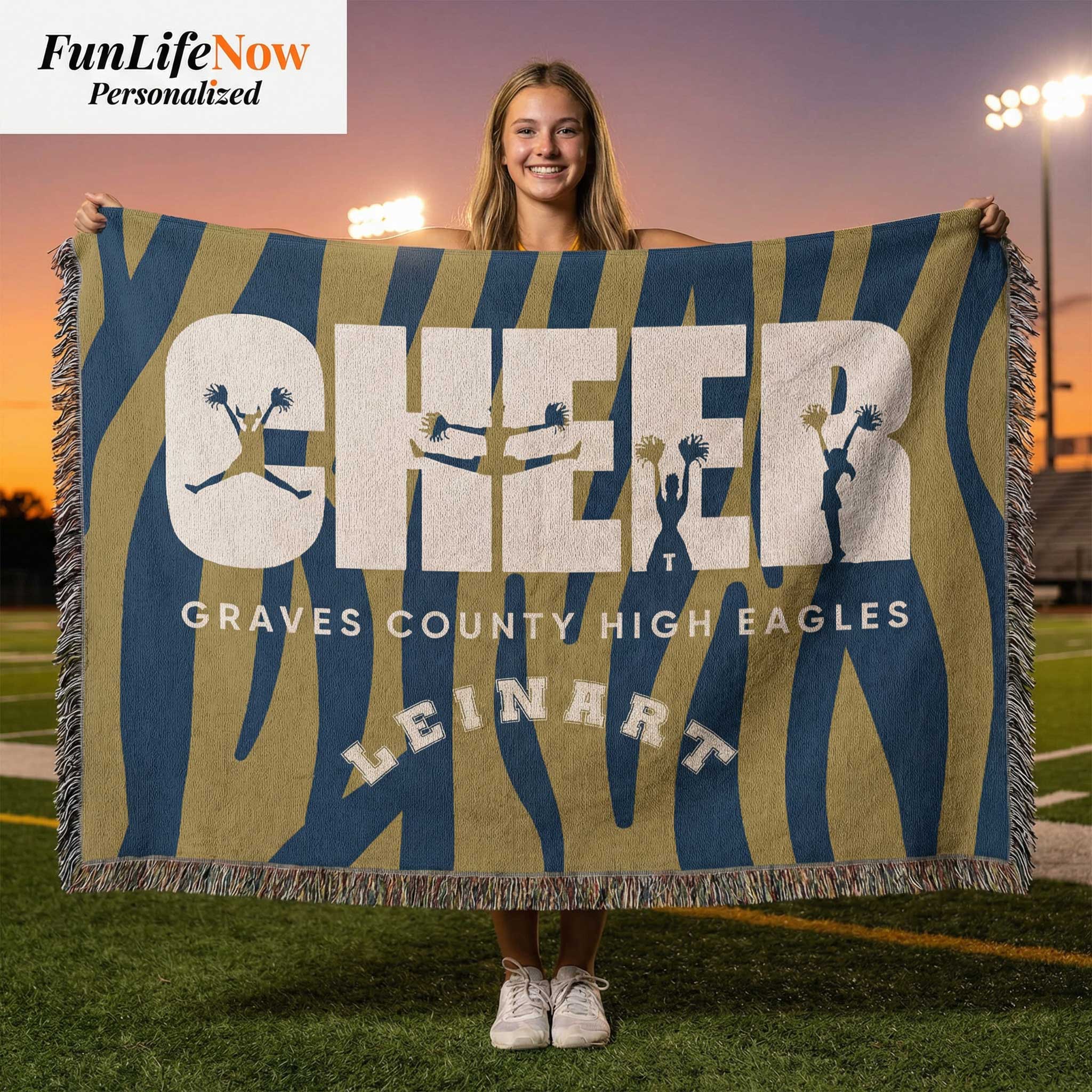 Cheerleader Personalized Woven Blanket – Custom Cheer Team Gift
