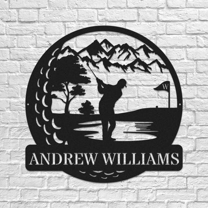 Personalized Metal Golf Sign – Custom Male Golfer Wall Art & Outdoor Décor