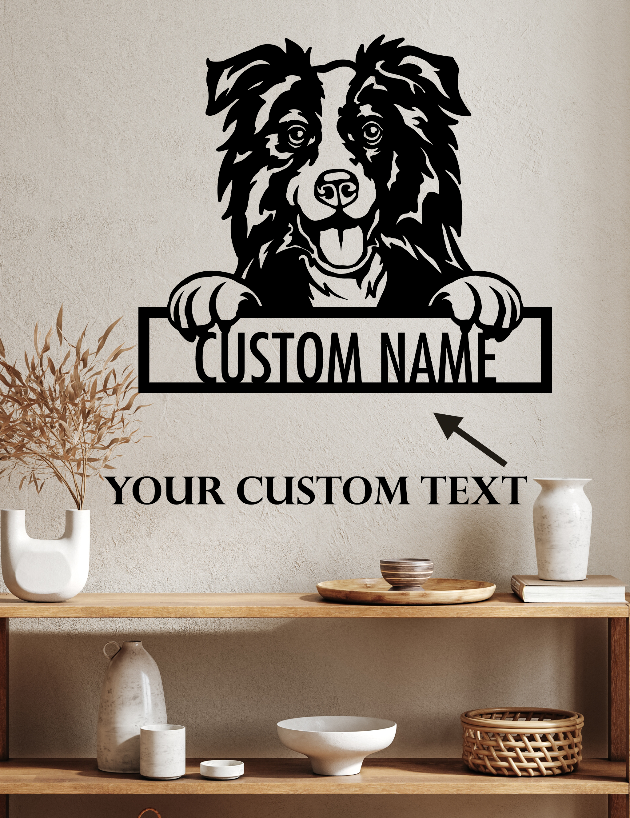 Border Collie - Dog Customized Metal Wall Art Decor