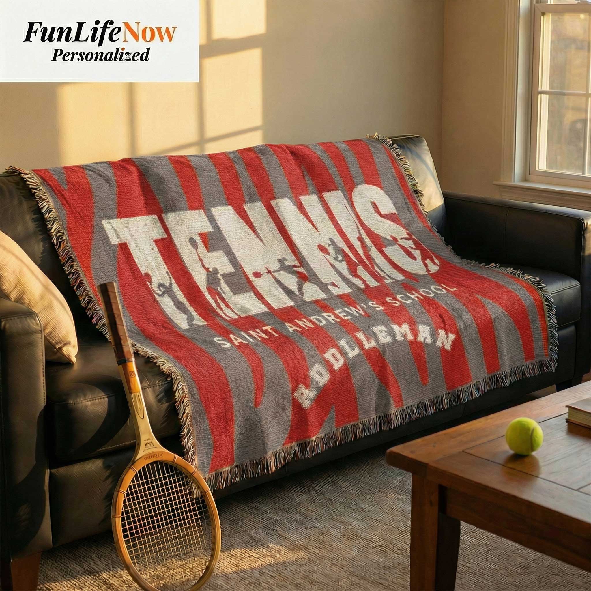 Tennis Personalized Woven Blanket – Custom Tennis Player Gift