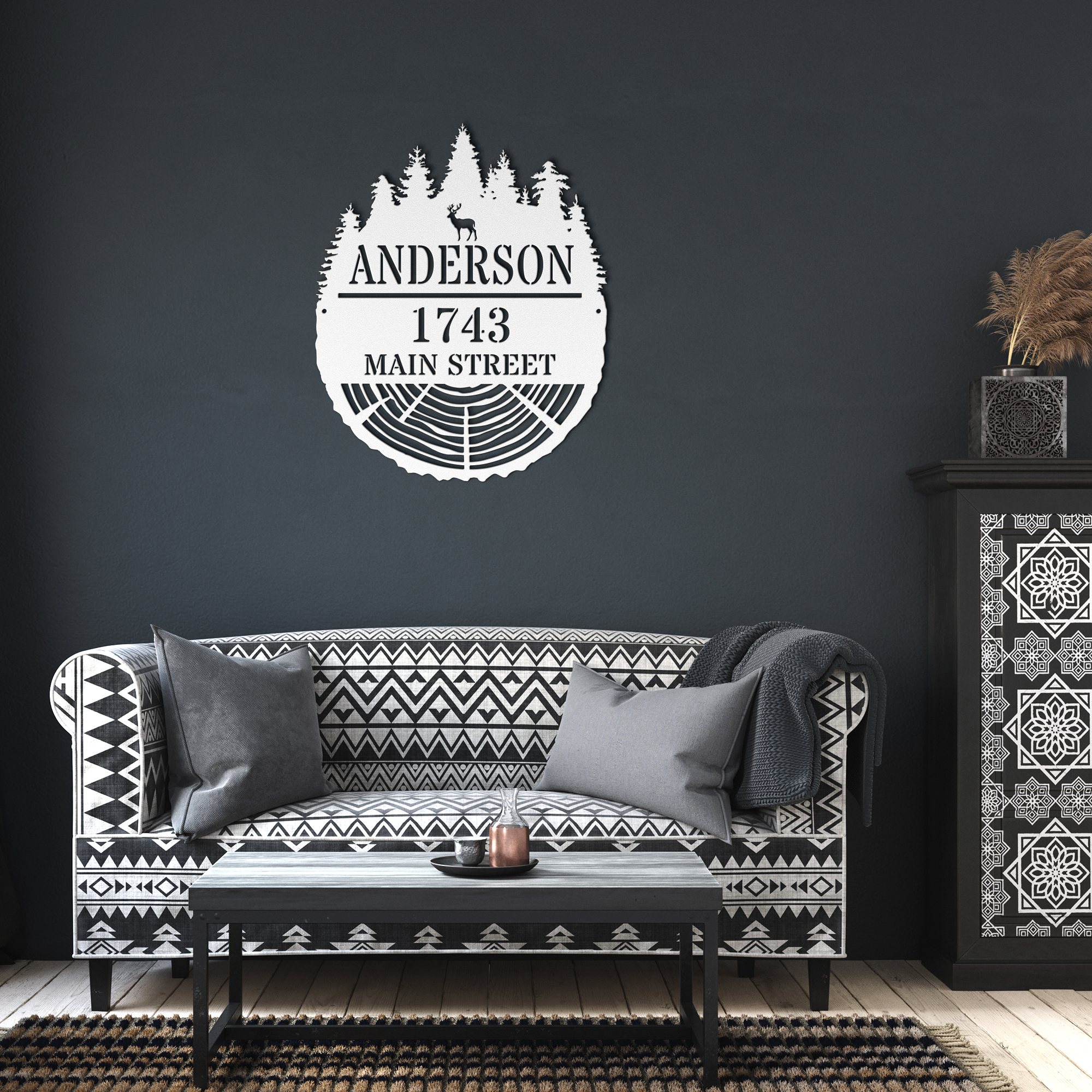Personalized_Forest_Stump_Metal_Address__White_Dark_Living_Room_Mockup.png