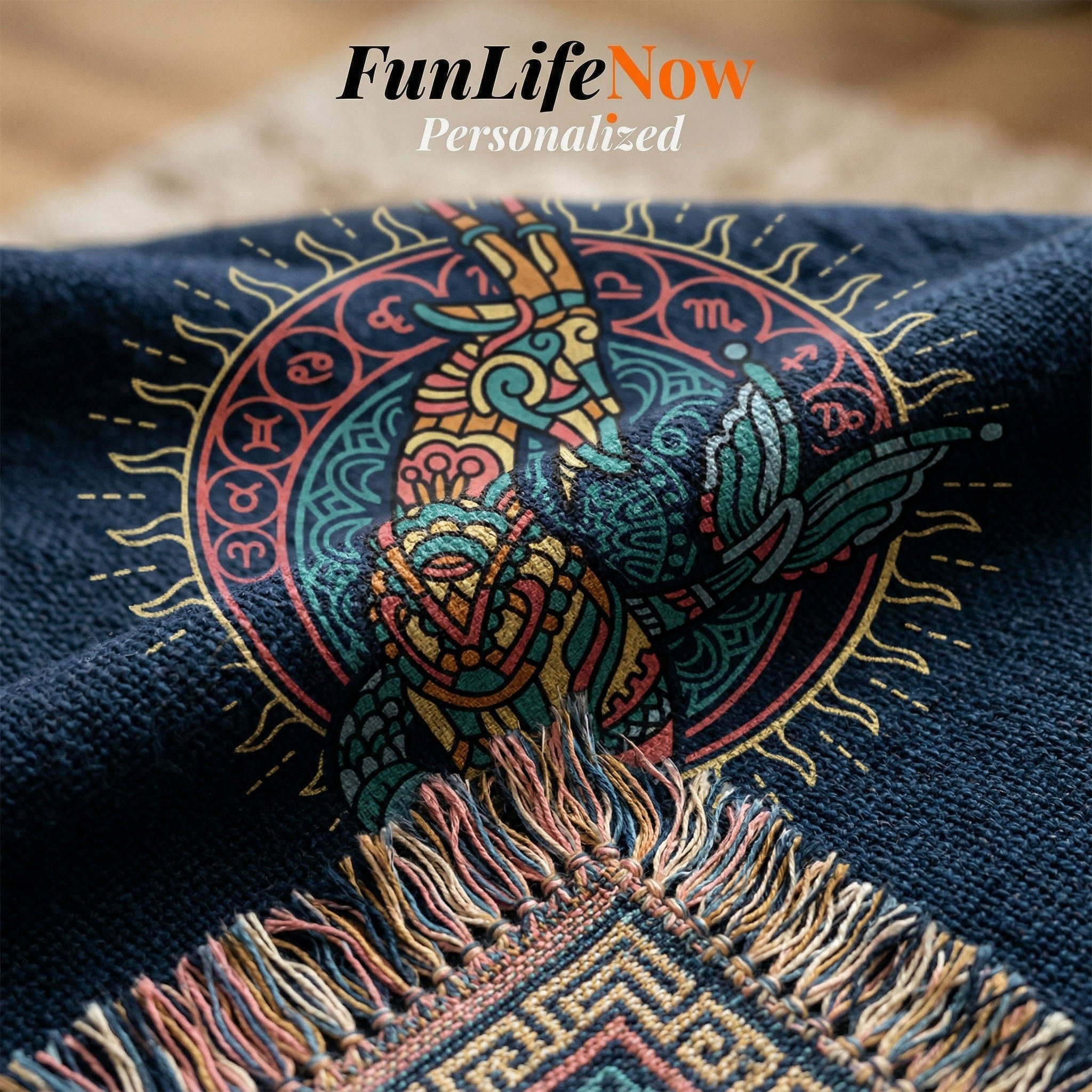 Capricorn Zodiac Woven Blanket Personalized Astrology Gift Custom Throw