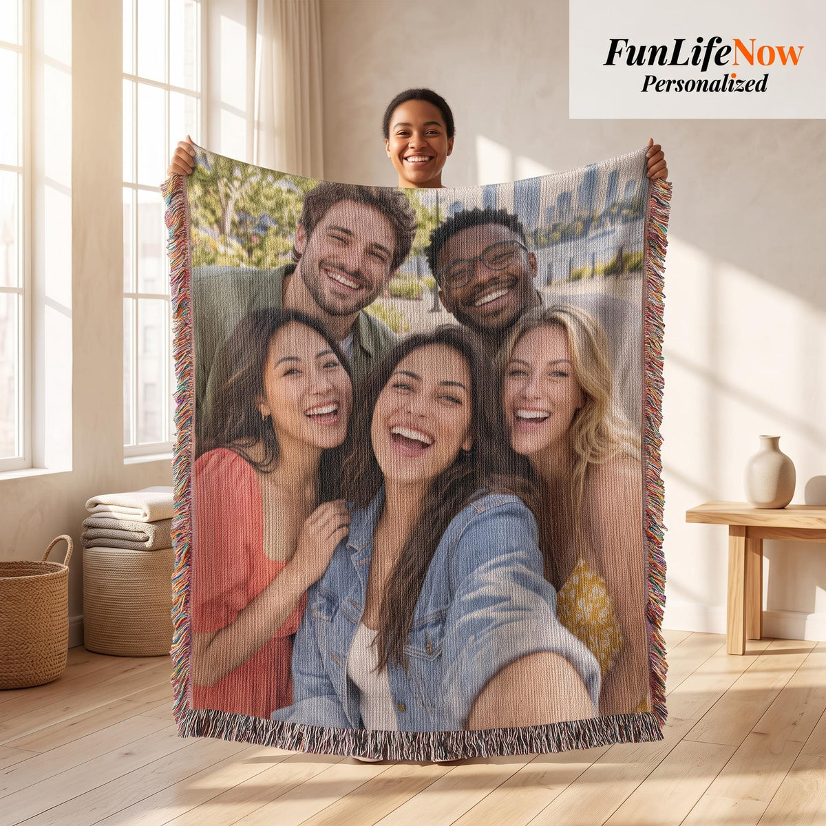 Custom Woven Photo Blanket Vertical – Your Memories, Comfort Woven to Last