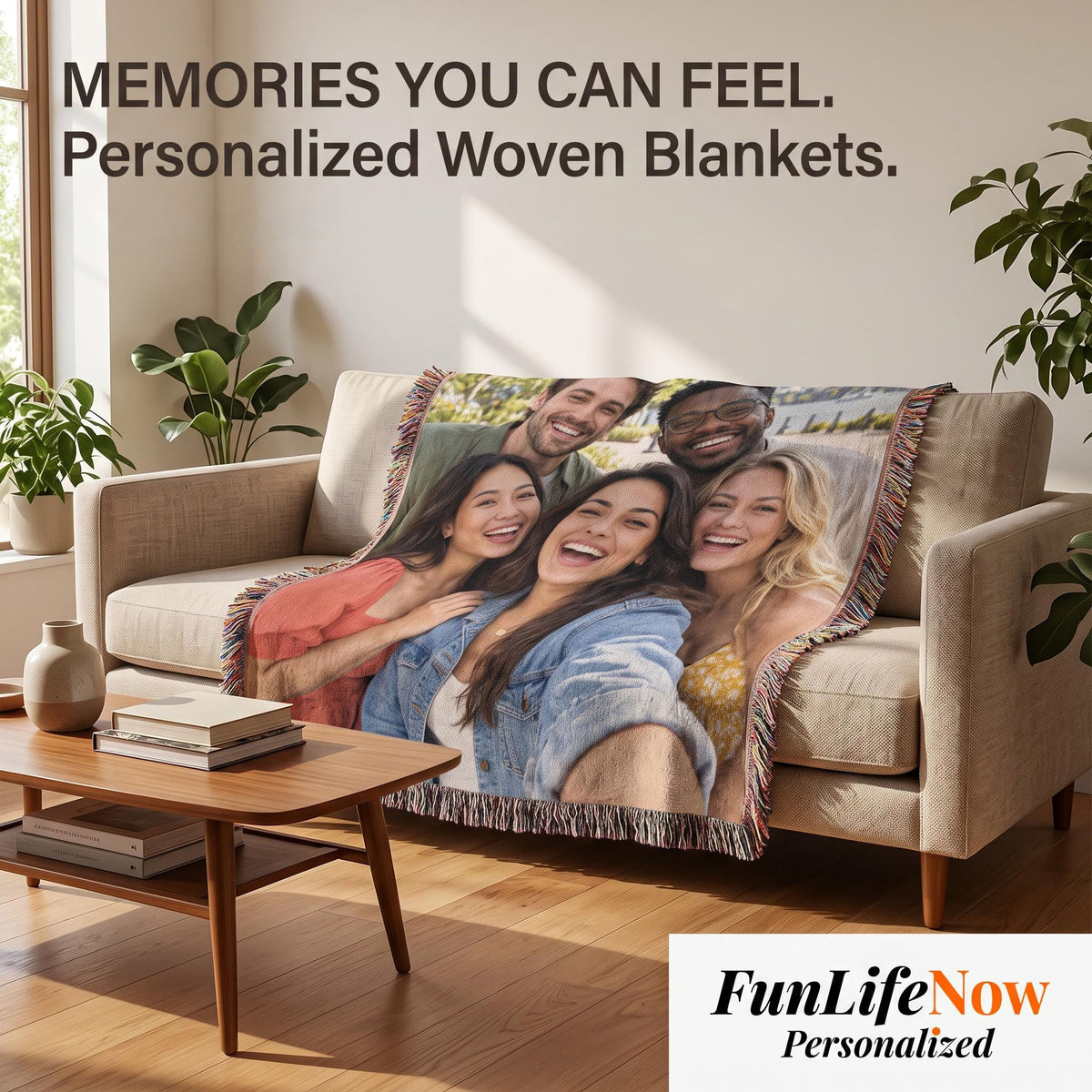 Custom Woven Photo Blanket Vertical – Your Memories, Comfort Woven to Last