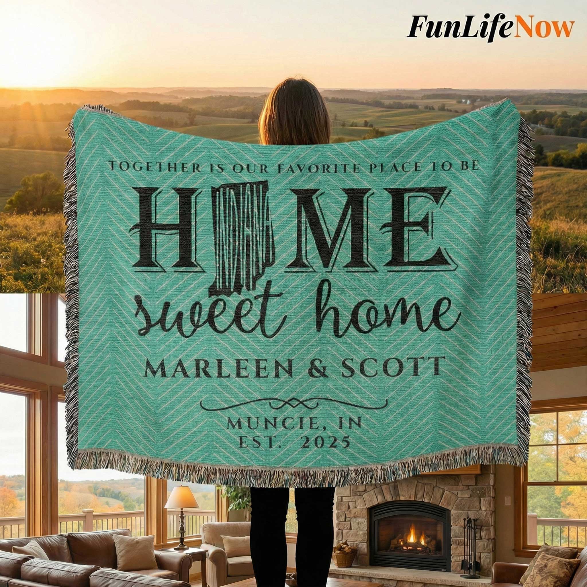 Indiana Personalized State Blanket – Custom Hoosier State Home Throw Gift