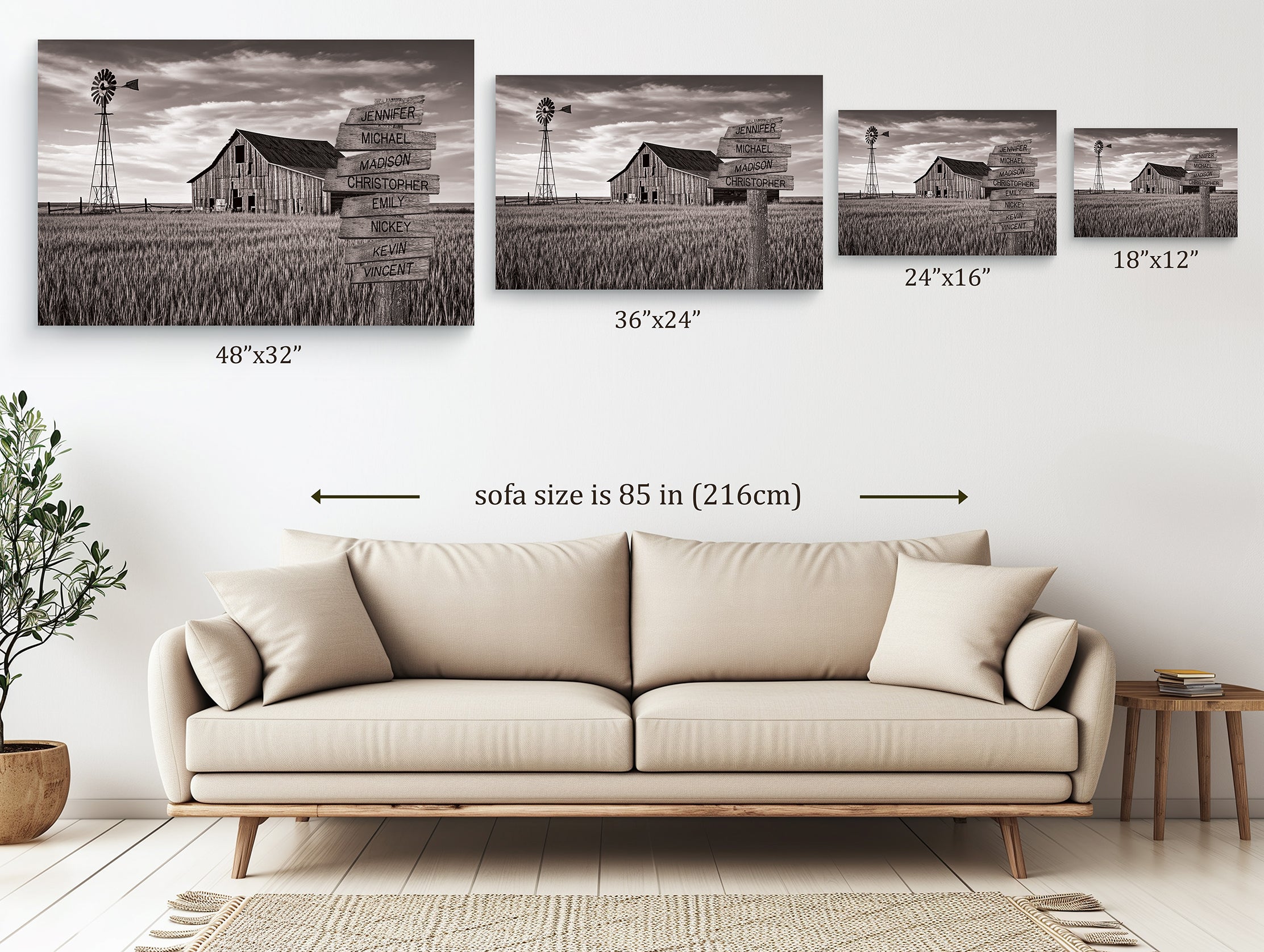 Barn Wheat Field - Multi-Names Premium Custom Canvas Wall Art Size Guide: 48X32, 36X24, 24X16, and 18X12 inches. 