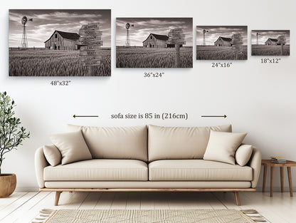 Barn Wheat Field - Multi-Names Premium Custom Canvas Wall Art Size Guide: 48X32, 36X24, 24X16, and 18X12 inches. 