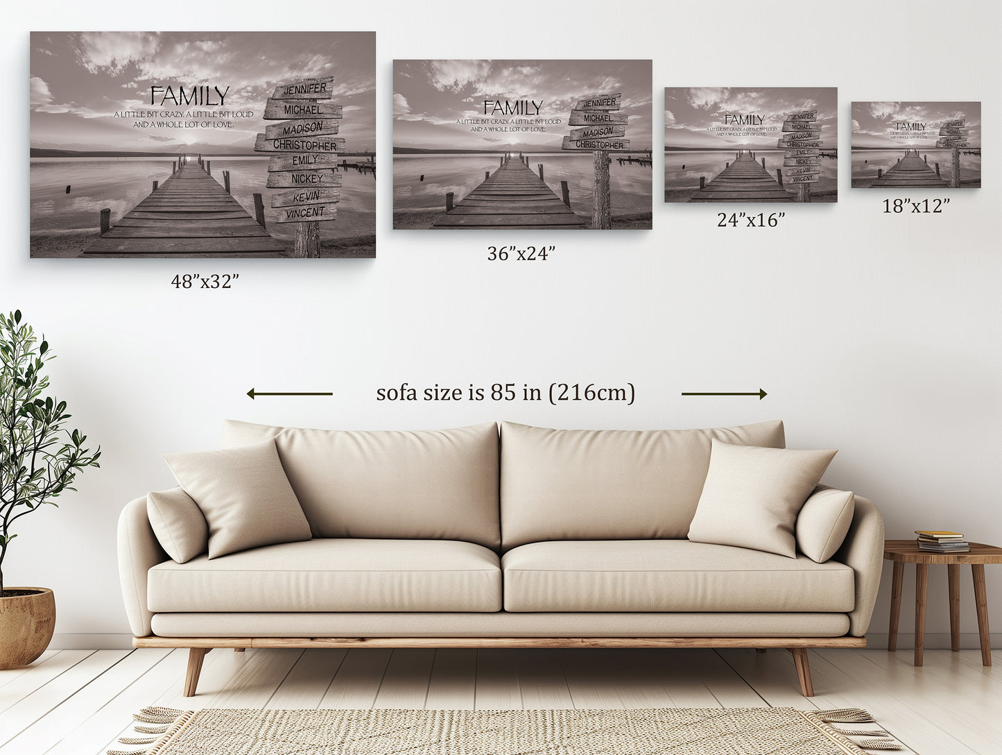 Family Lake Dock - Multi-Names Premium Custom Canvas Wall Art