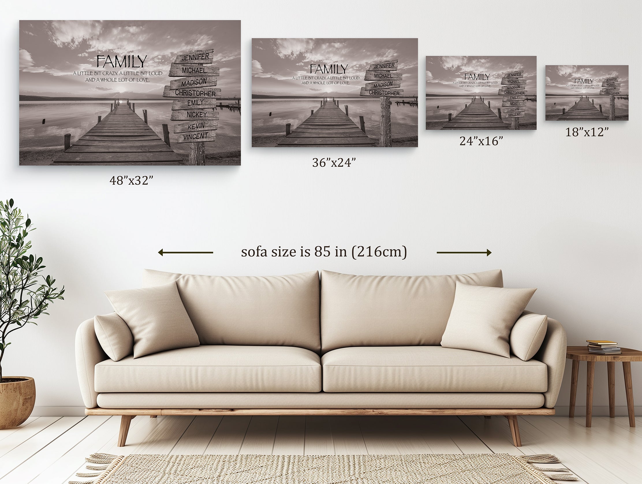 Family Lake Dock - Multi-Names Premium Custom Canvas Wall Art