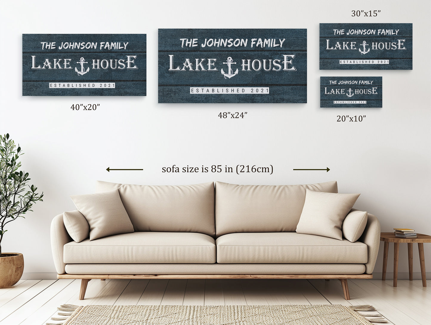 Lake House Anchor Family -Blue- Premium Custom Canvas Wall Art