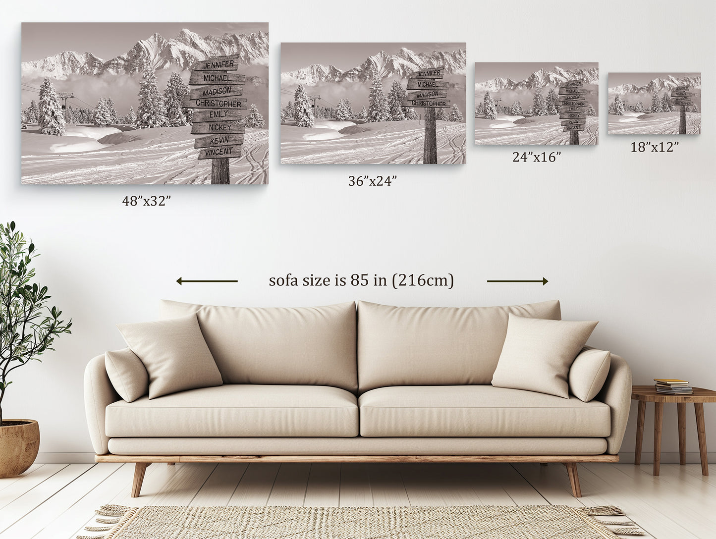 Ski Area Mountain Peaks - Multi-Names Premium Custom Canvas Wall Art