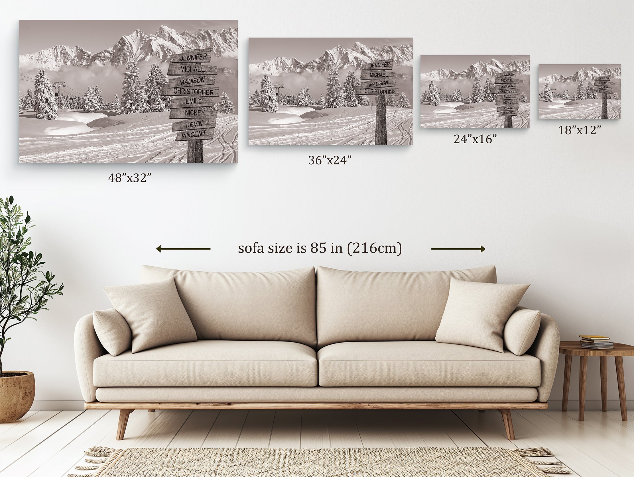 Ski Area Mountain Peaks - Multi-Names Premium Custom Canvas Wall Art