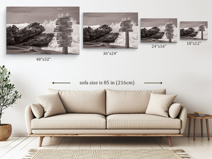 Ocean Waves Crashing Beach - Multi-Names Premium Custom Canvas Wall Art
