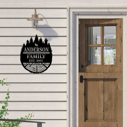 Personalized Tree Stump Metal Sign – Custom Family Name & Established Date Metal Custom Wall Art Decor