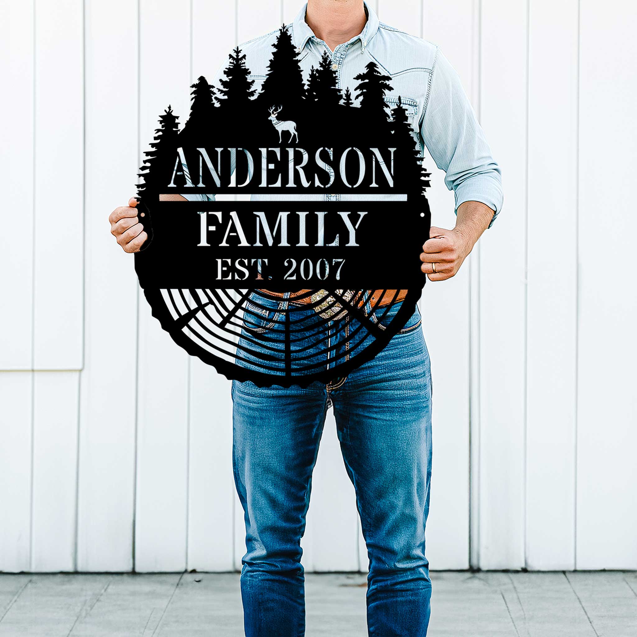 Personalized Tree Stump Metal Sign – Custom Family Name & Established Date Metal Custom Wall Art Decor