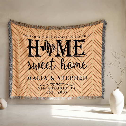 Personalized Texas State Woven Blanket – Custom Home Gift for Couples