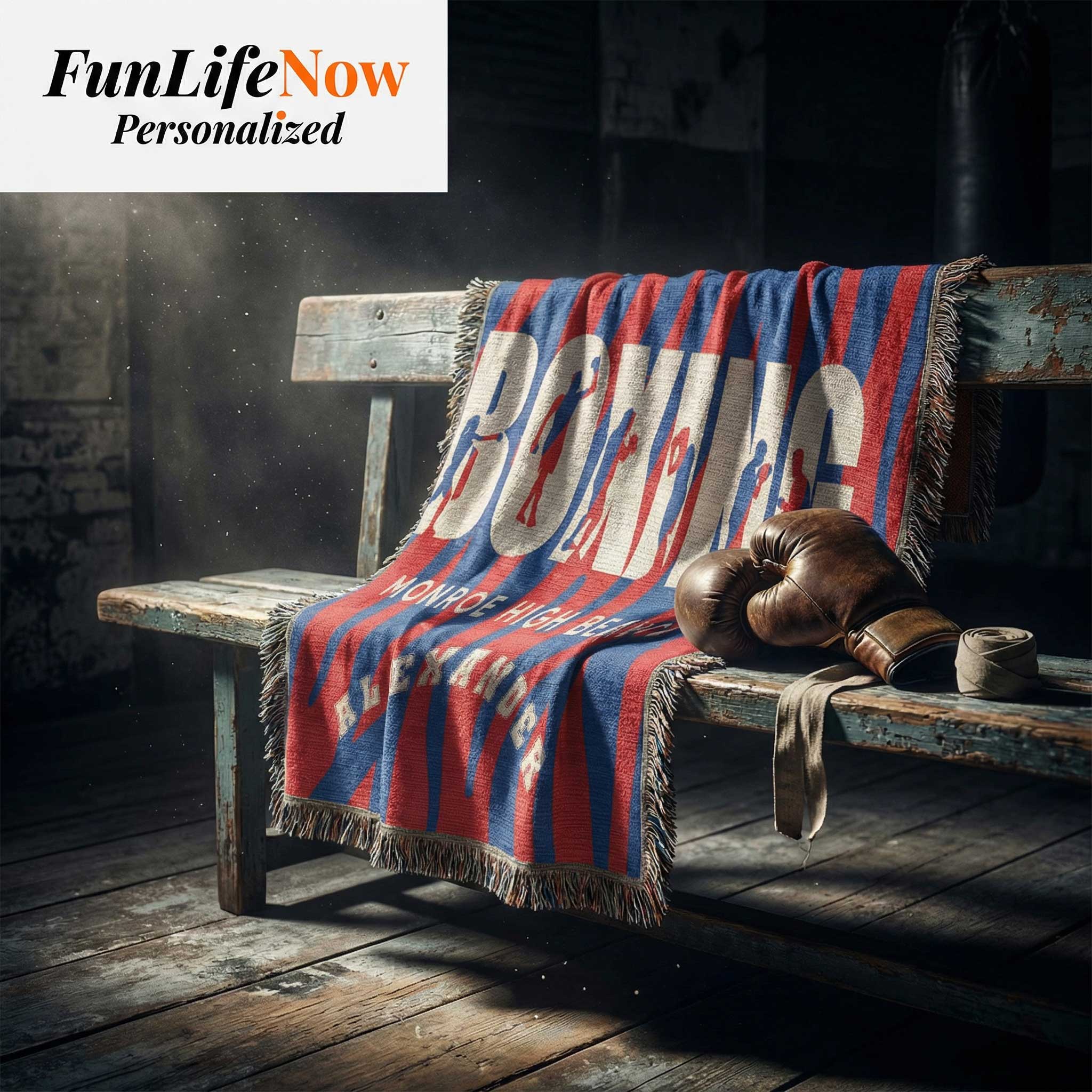 Boxing Personalized Woven Blanket Throw – Custom Boxer Gift