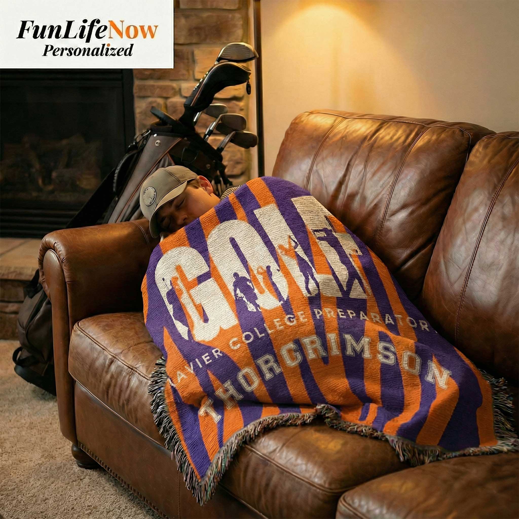 Golf Personalized Woven Blanket – Custom Golfer Gift