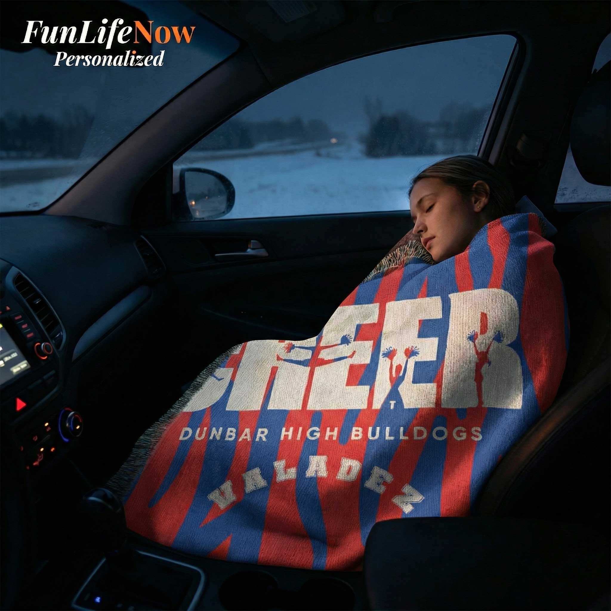 Cheerleader Personalized Woven Blanket – Custom Cheer Team Gift