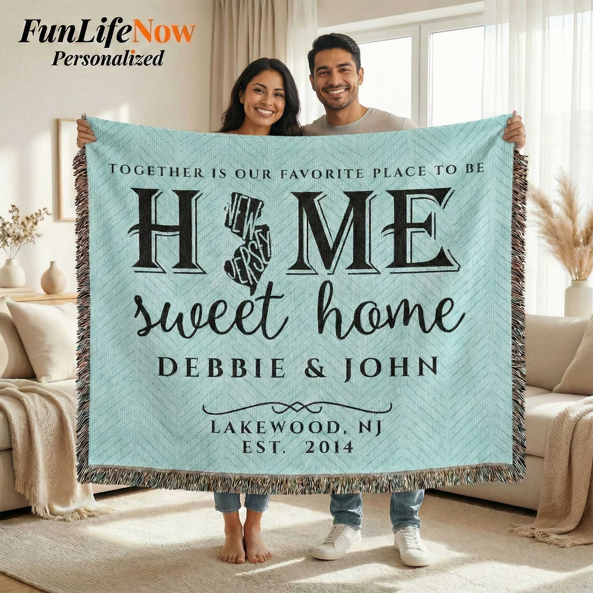 New Jersey Personalized State Blanket – Custom Garden State Home Throw Gift