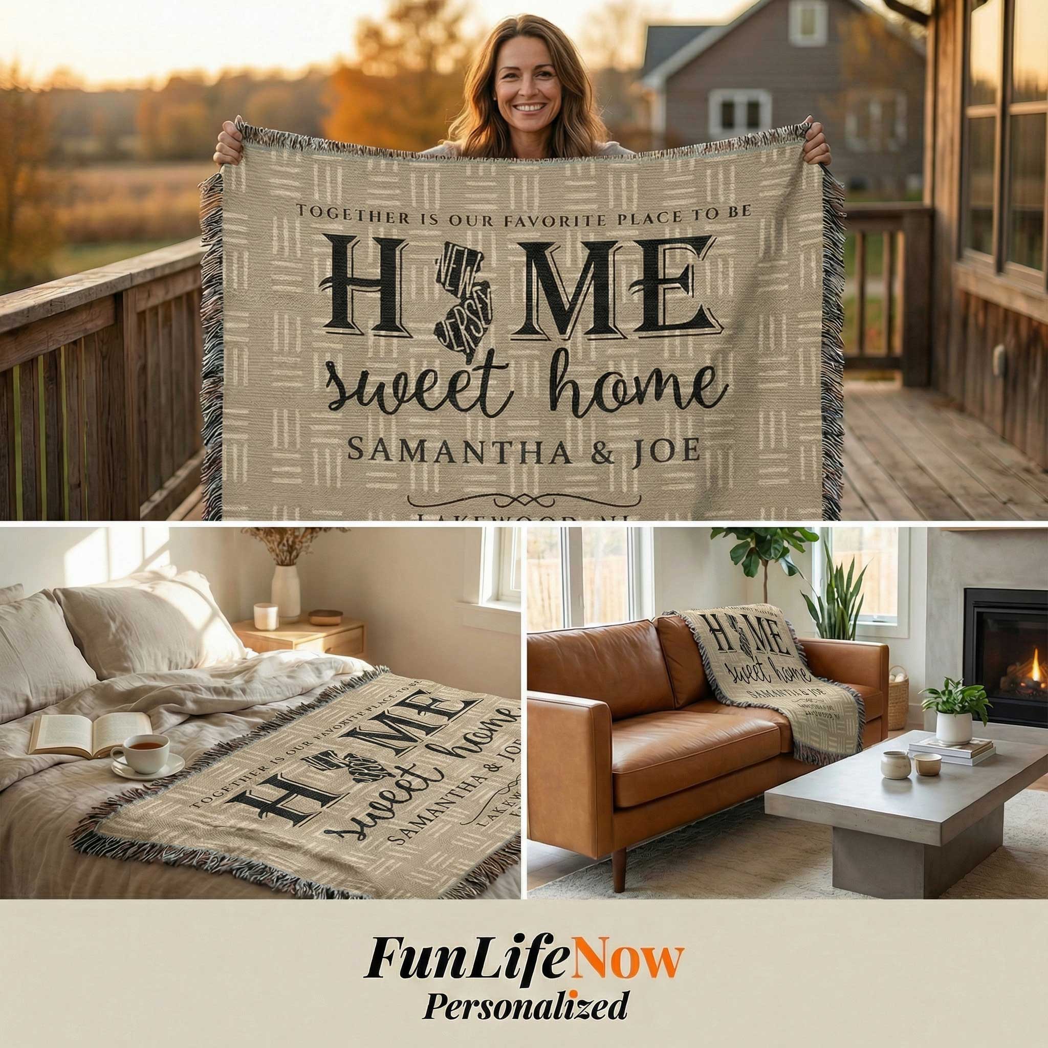 New Jersey Personalized State Blanket – Custom Garden State Home Throw Gift