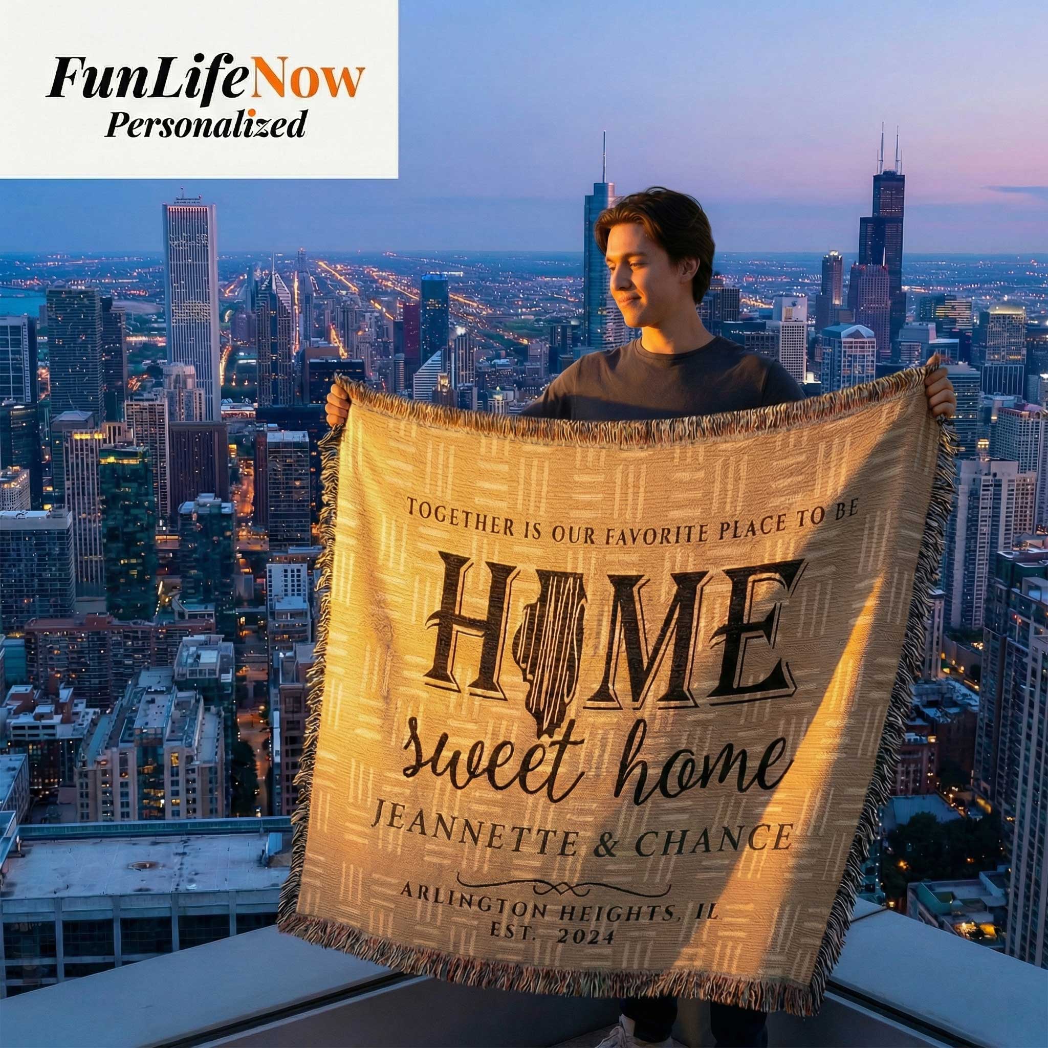 Illinois Personalized State Blanket – Custom Prairie State Home Throw Gift