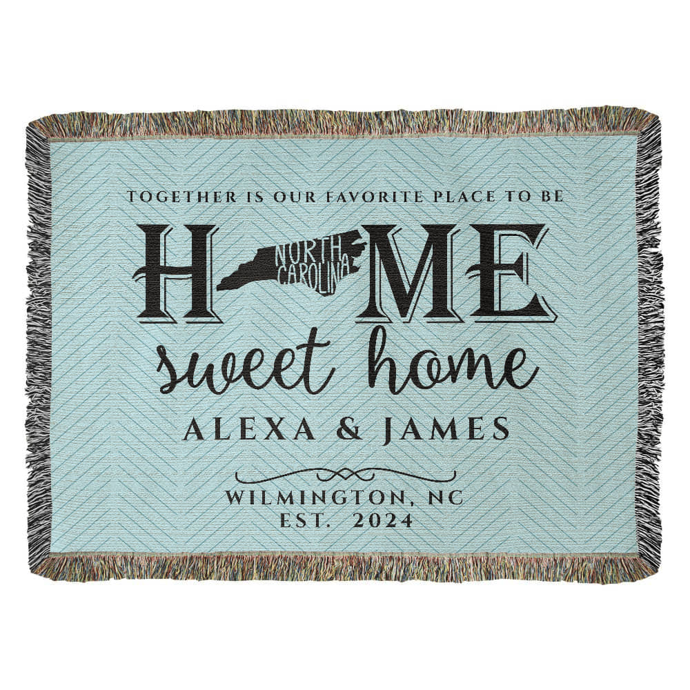 Personalized North Carolina State Woven Blanket – Custom Home Gift for Couples