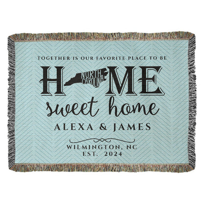 Personalized North Carolina State Woven Blanket – Custom Home Gift for Couples