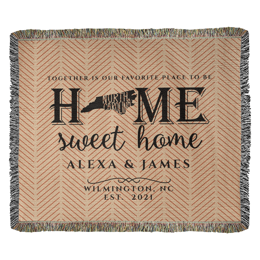 Personalized North Carolina State Woven Blanket – Custom Home Gift for Couples