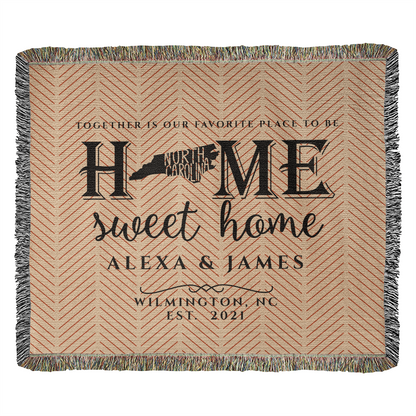 Personalized North Carolina State Woven Blanket – Custom Home Gift for Couples