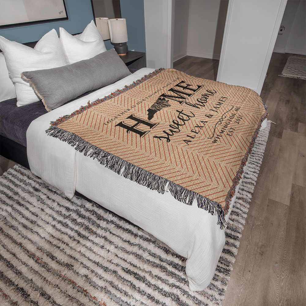 Personalized North Carolina State Woven Blanket – Custom Home Gift for Couples