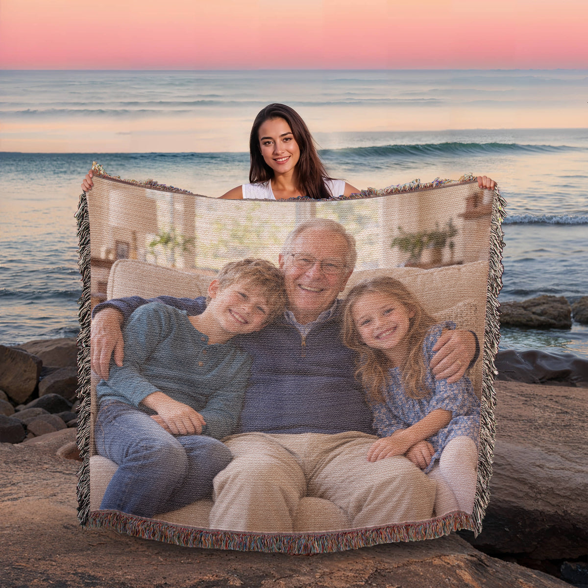 Custom Woven Photo Blanket Horizontal – Your Memories, Woven to Last