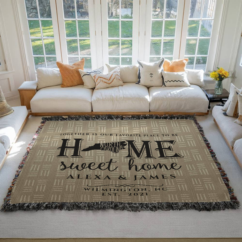 Personalized North Carolina State Woven Blanket – Custom Home Gift for Couples