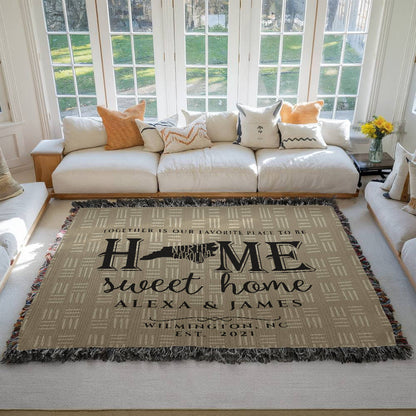 Personalized North Carolina State Woven Blanket – Custom Home Gift for Couples