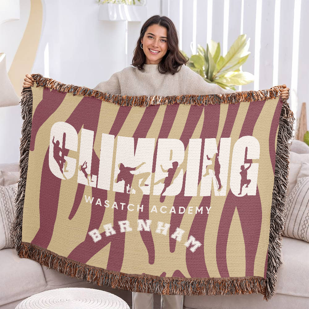 Personalized Climbing Woven Blanket Throw – Custom Rock Climber Gift