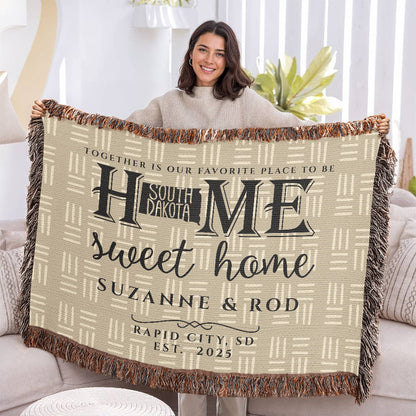 Personalized South Dakota State Woven Blanket – Custom Home Gift for Couples