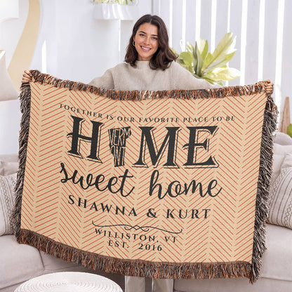 Personalized Vermont State Woven Blanket – Custom Gift for Couples