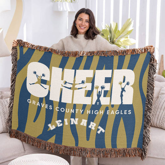 Personalized Cheer Team Woven Blanket Throw – Custom Cheerleader Gift
