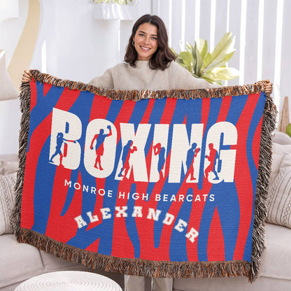 Personalized Boxing Woven Blanket Throw – Custom Boxer Gift