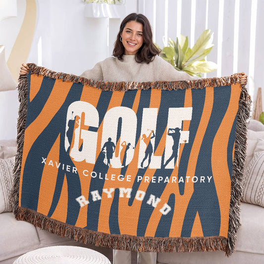 Personalized Golf Woven Blanket Throw – Custom Golfer Gift