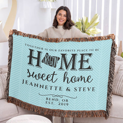 Personalized Oregon State Woven Blanket – Custom Home Gift for Couples